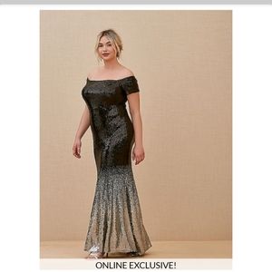 Torrid special occasion off should ombre sequin floor length gown NWT